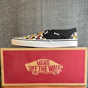Vans Slip-On Shoes with Floral and Checkerboard Pattern